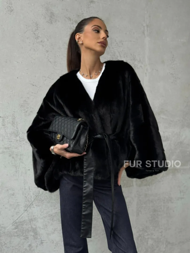 Черная натуральная женская норковая шуба