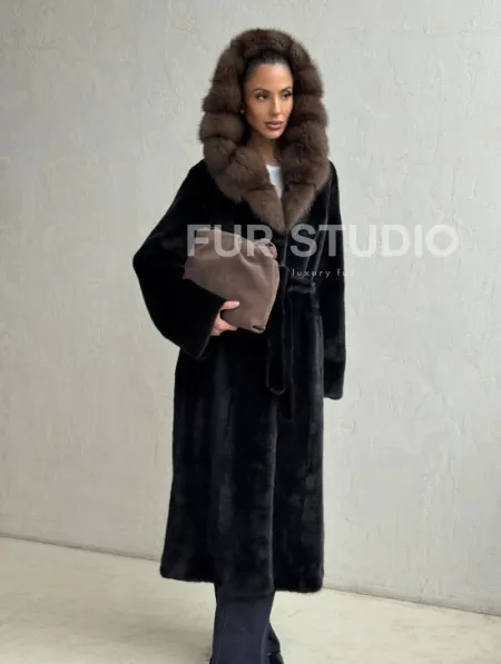 Норка кимоно BLACKGLAMA С капюшоном - фото 7