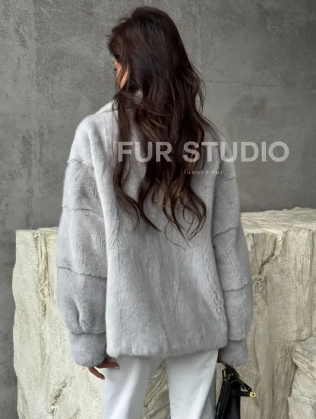 Голубая норковая шуба - фото 4