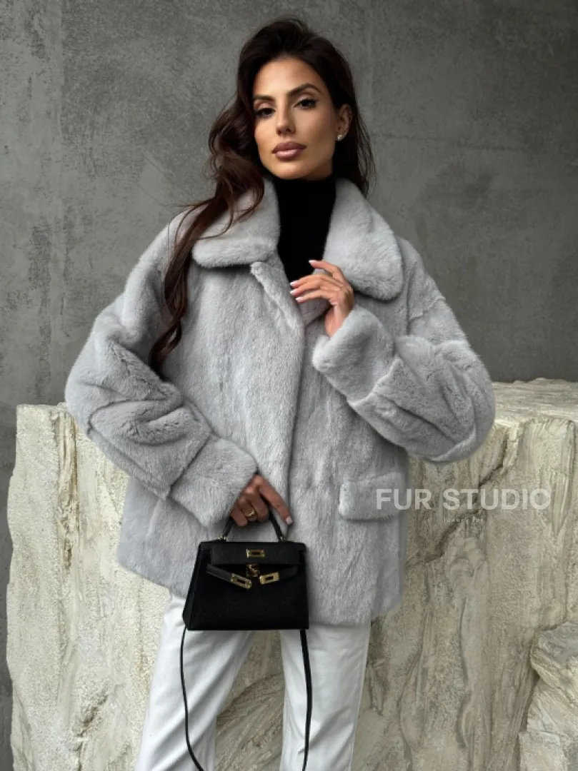 Голубая норковая шуба