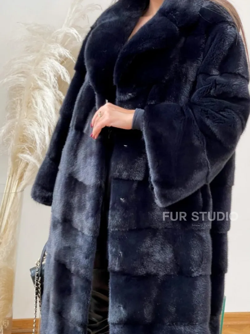 Норковая шуба синего цвета