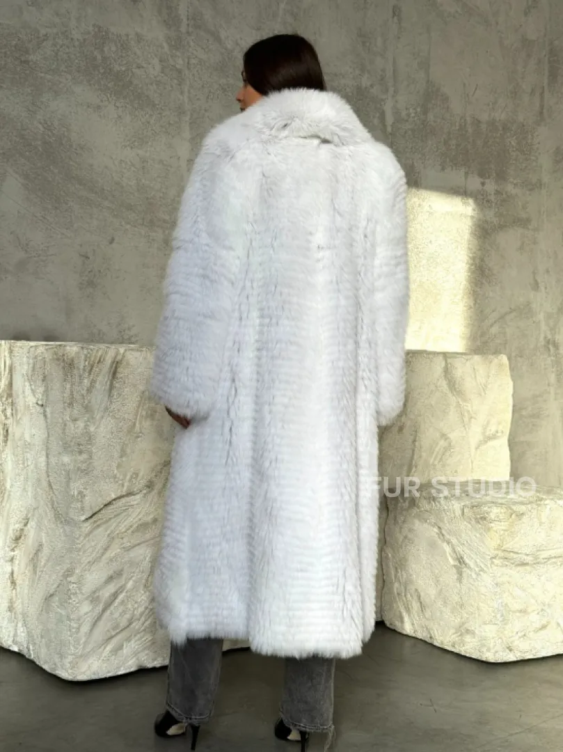 Длинная шуба из белой арктической лисы - пошив в роспуск