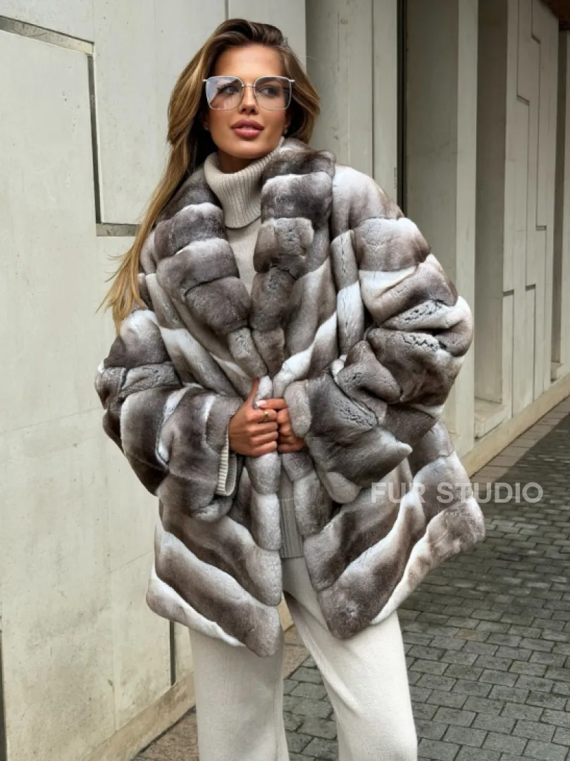 Шуба из меха шиншиллового кролика PREMIUM COLLECTION
