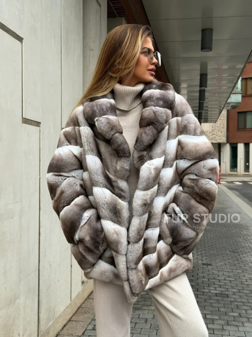 Шуба из меха шиншиллового кролика PREMIUM COLLECTION