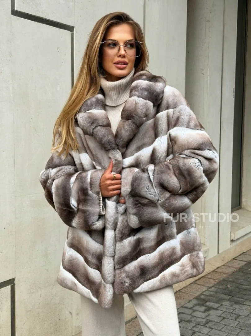 Шуба из меха шиншиллового кролика PREMIUM COLLECTION