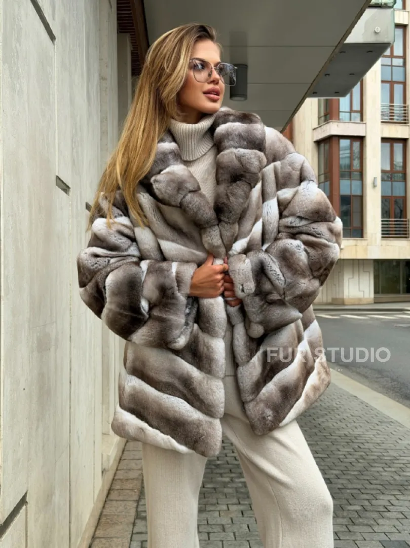 Шуба из меха шиншиллового кролика PREMIUM COLLECTION