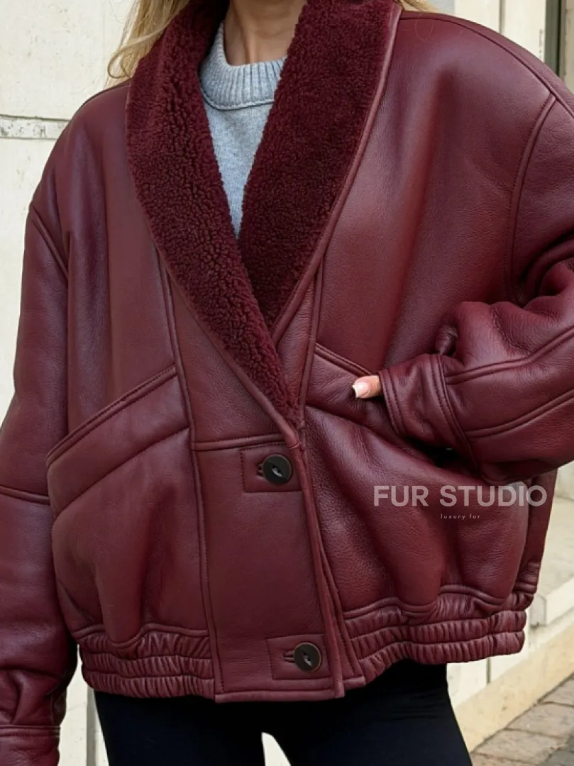 Дубленка женская зимняя - воротник шаль