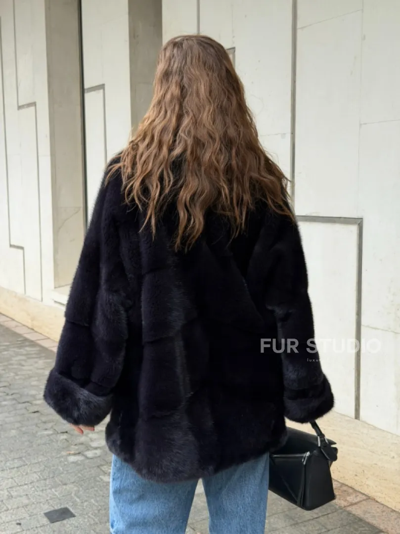 Норковый полушубок - английский воротник