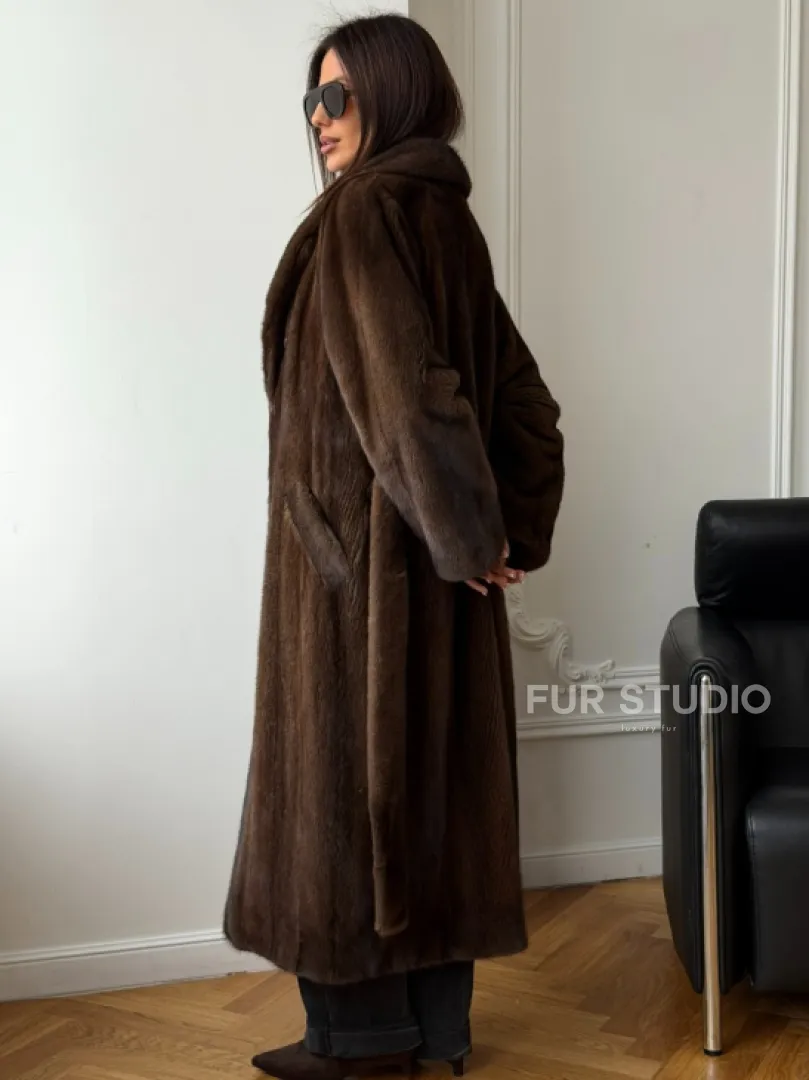 Норковое пальто - воротник шаль