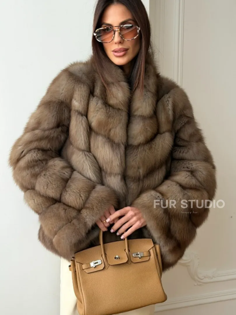 Шуба из меха куницы - рукава косичкой