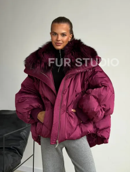 Пуховик с мехом чернобурки - фото 13