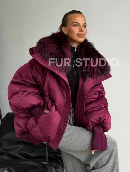 Пуховик с мехом чернобурки - фото 6