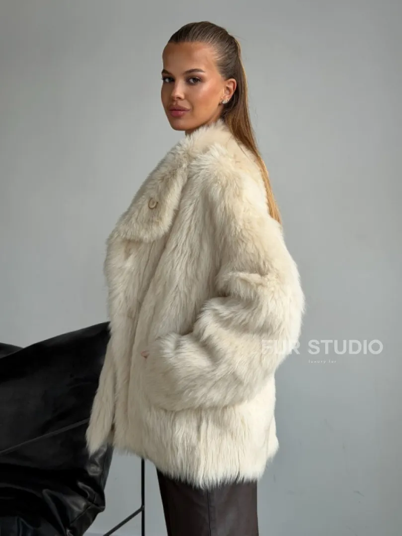 Двухсторонняя дубленка из меха тосканы