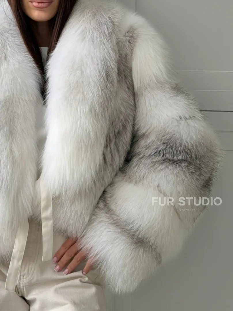 Шуба кроп-топ из лисы finnish cross fox