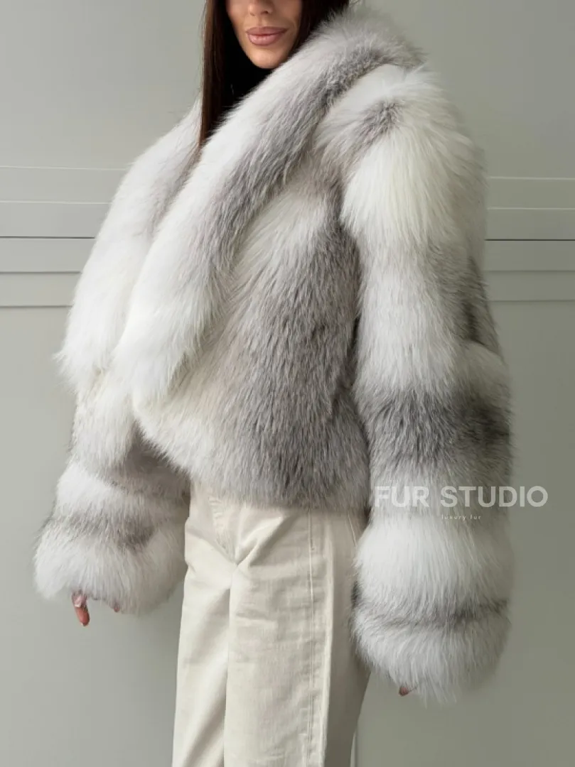 Шуба кроп-топ из лисы finnish cross fox