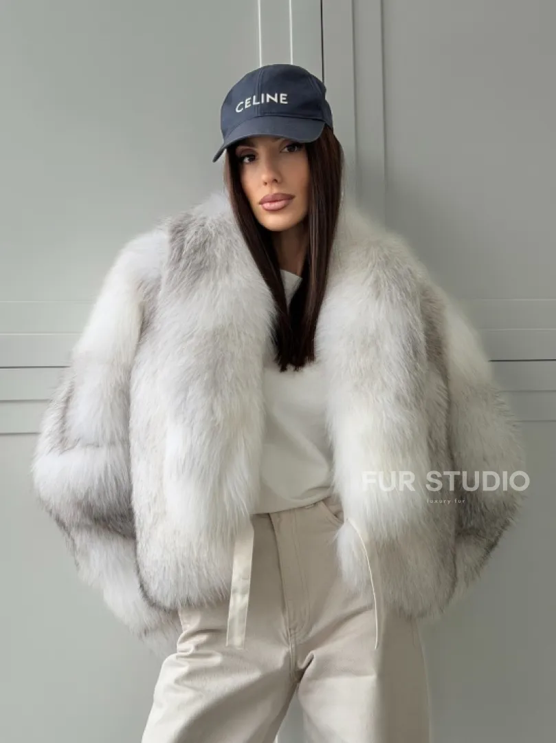 Шуба кроп-топ из лисы finnish cross fox