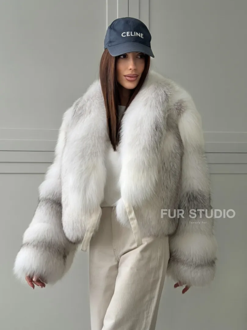 Шуба кроп-топ из лисы finnish cross fox