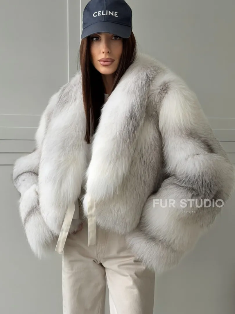 Шуба кроп-топ из лисы finnish cross fox