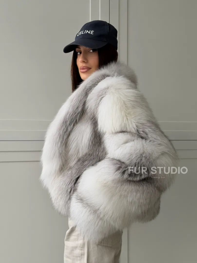 Шуба кроп-топ из лисы finnish cross fox