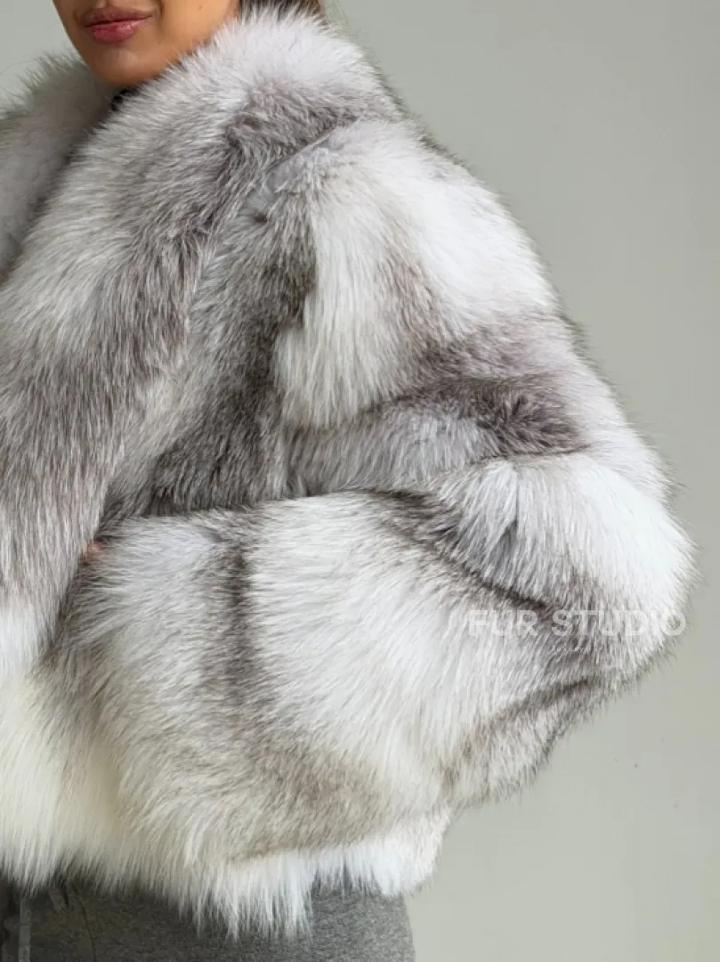 Шуба кроп-топ из лисы finnish cross fox