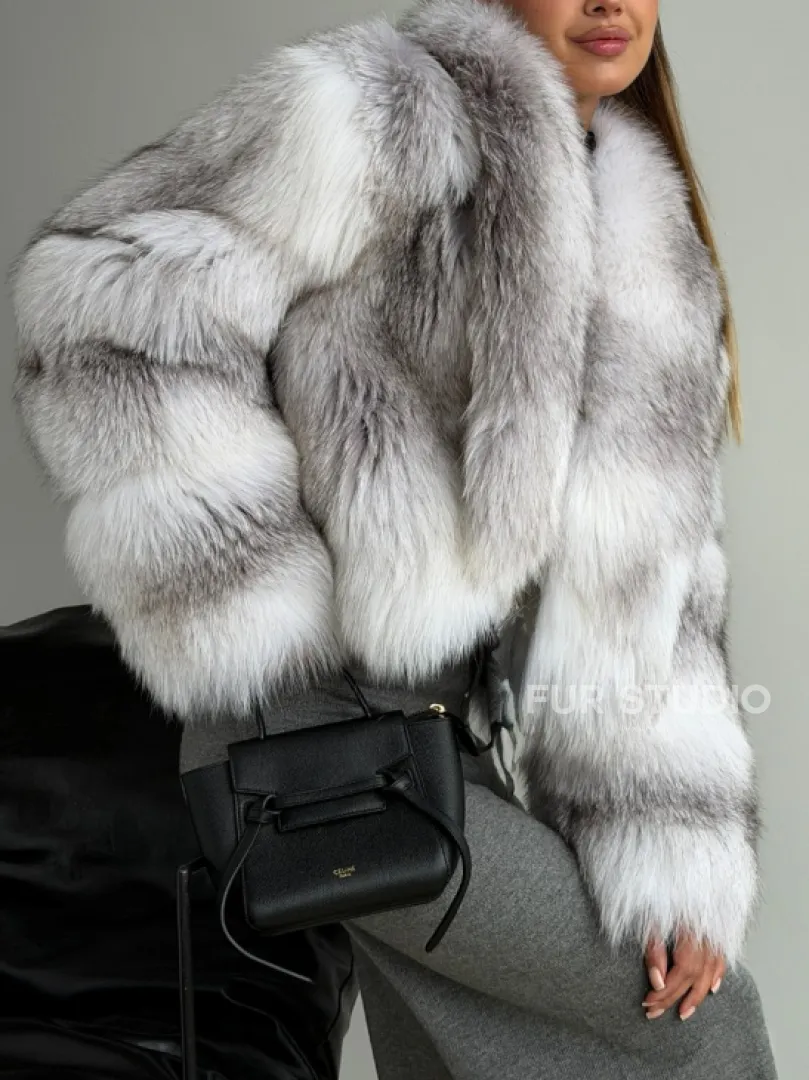 Шуба кроп-топ из лисы finnish cross fox