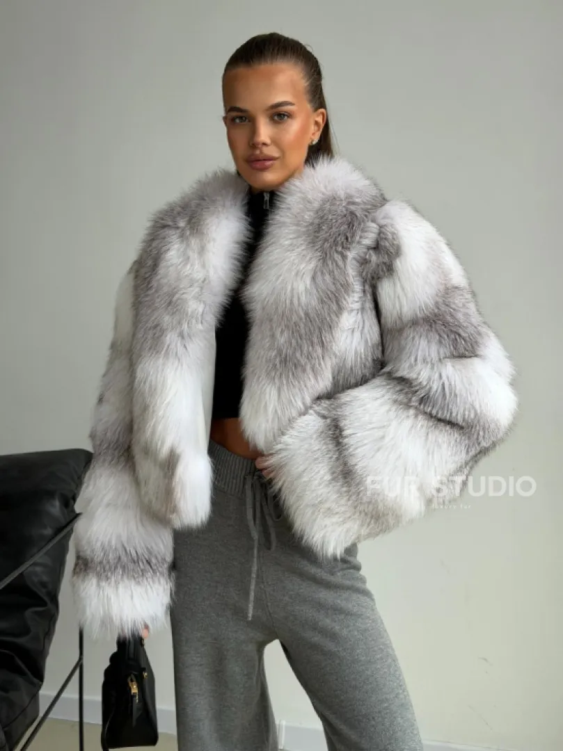 Шуба кроп-топ из лисы finnish cross fox