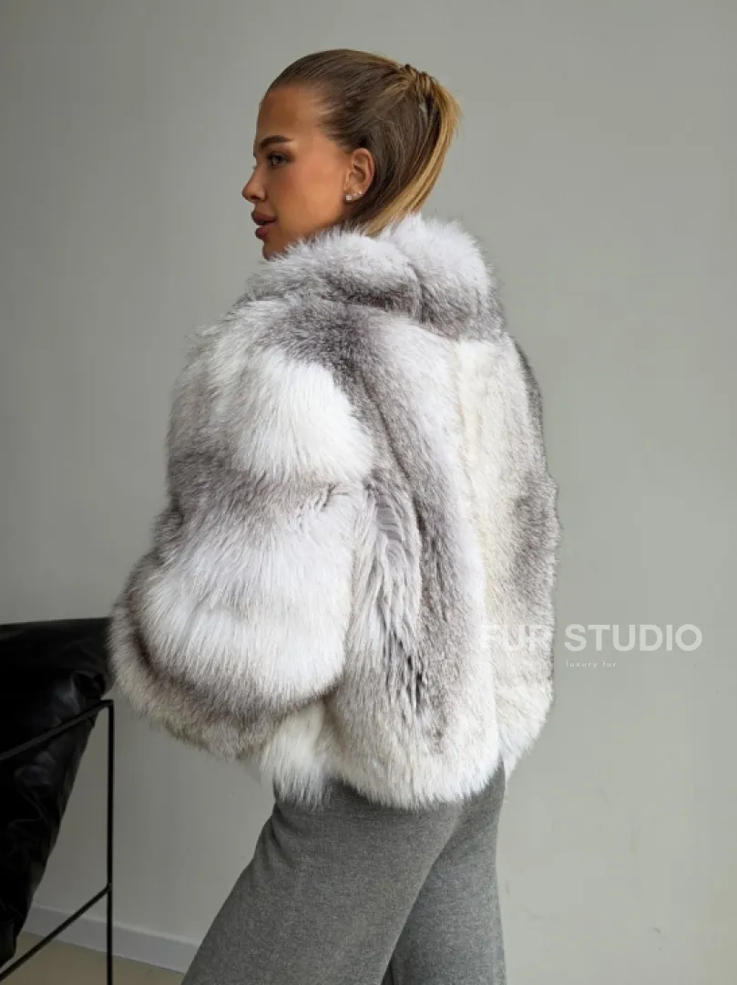 Шуба кроп-топ из лисы finnish cross fox