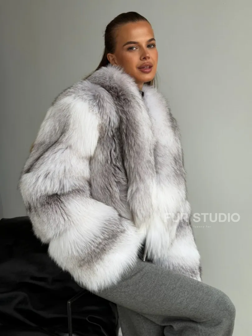 Шуба кроп-топ из лисы finnish cross fox