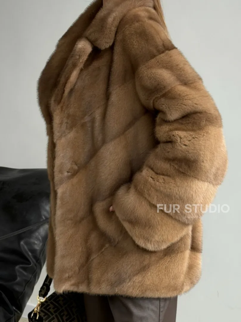 Норковый полушубок - английский воротник