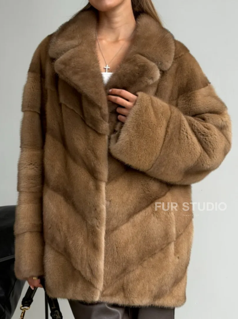 Норковый полушубок - английский воротник