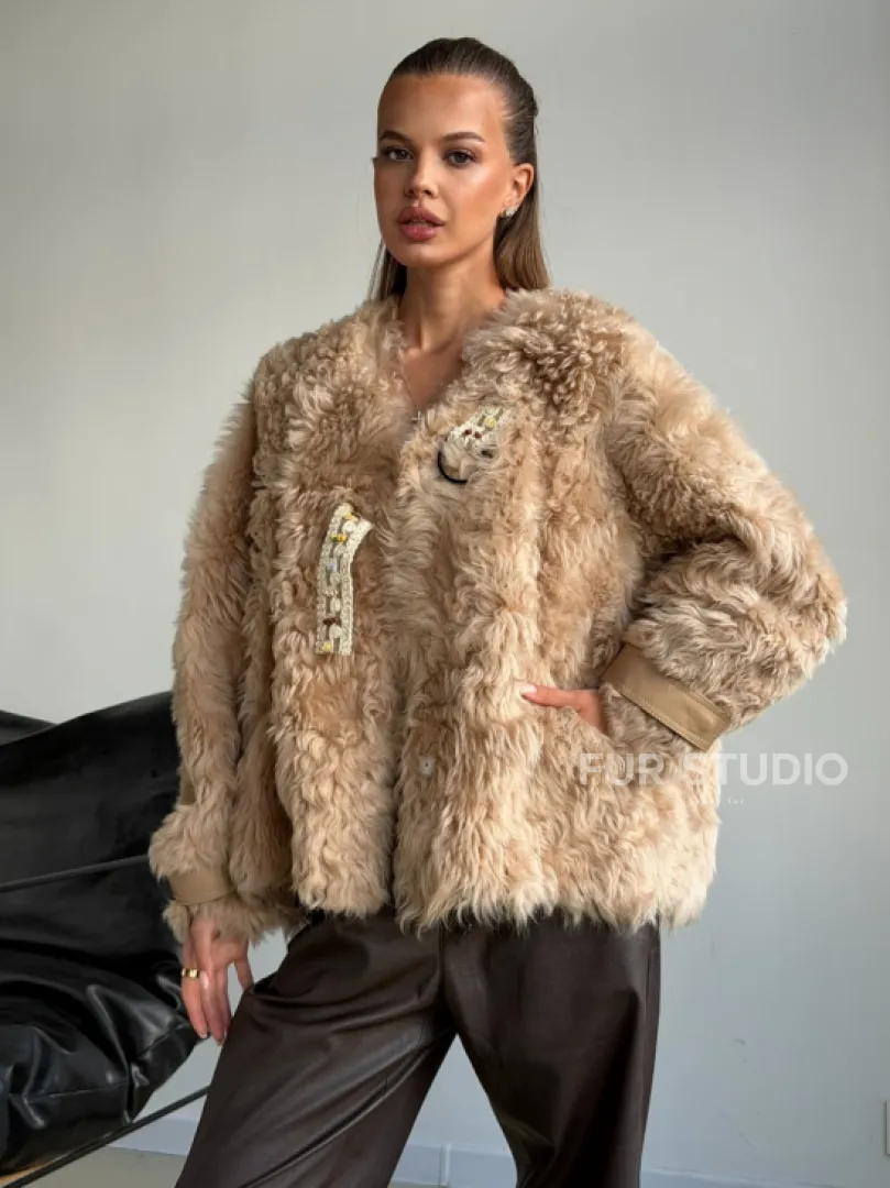 Короткая куртка из овчины