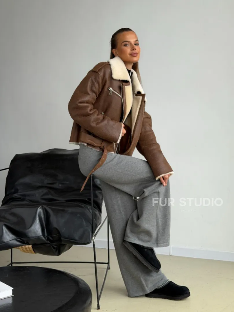 Короткая косуха-дубленка из овчины