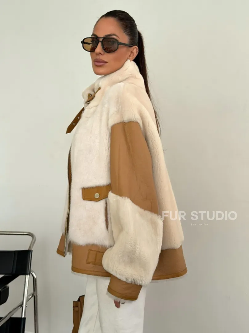 Комбинированная дубленка из норки и овчины