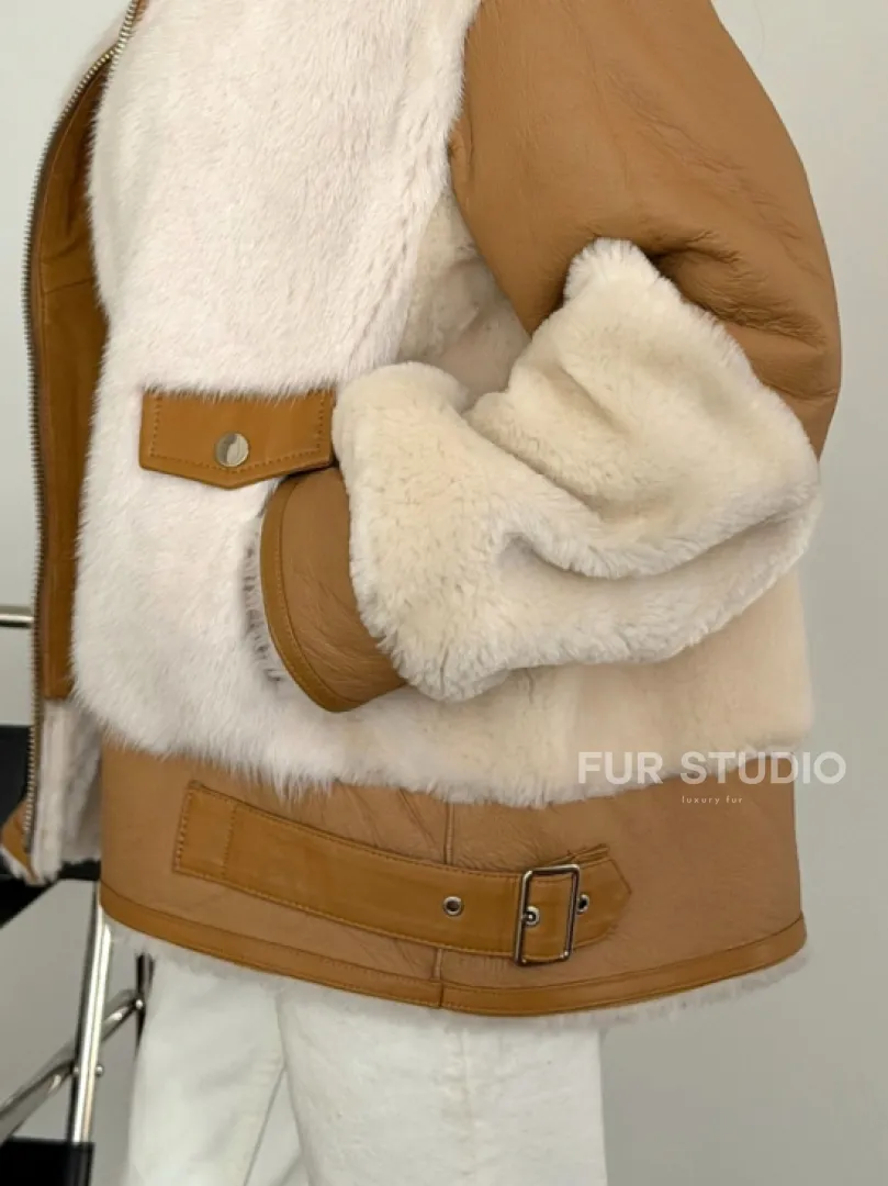 Комбинированная дубленка из норки и овчины