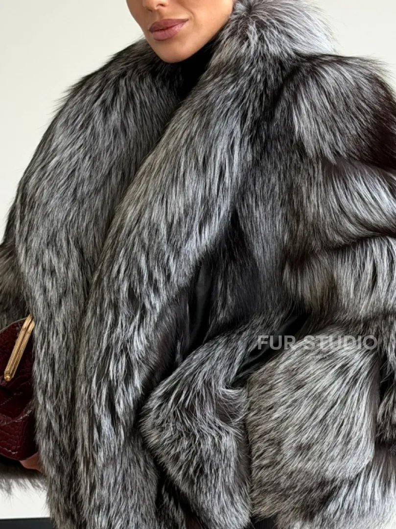 Шуба из чернобурки - рукава косичкой