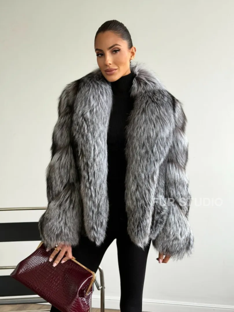 Шуба из чернобурки - рукава косичкой