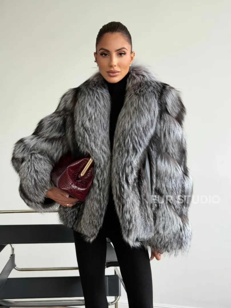 Шуба из чернобурки - рукава косичкой