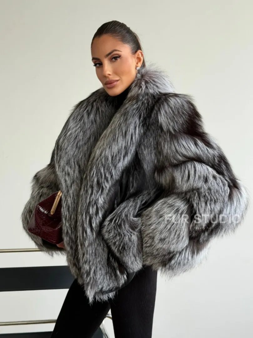 Шуба из чернобурки - рукава косичкой