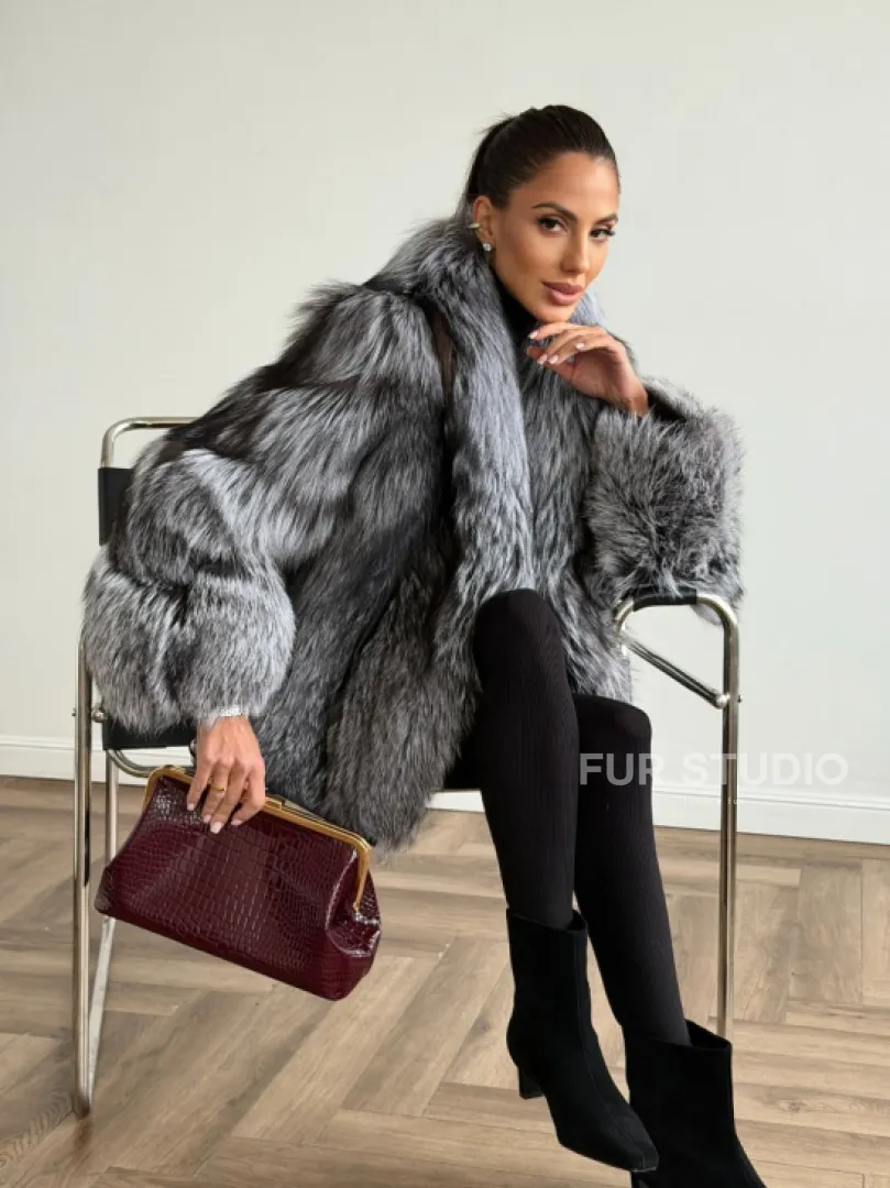 Шуба из чернобурки - рукава косичкой