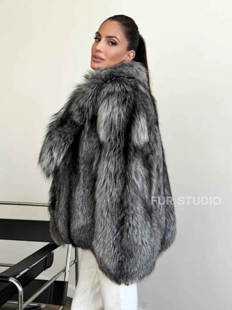 Шуба чернобурка - воротник шаль