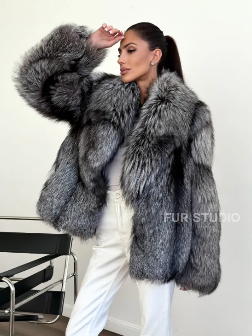 Шуба чернобурка - воротник шаль