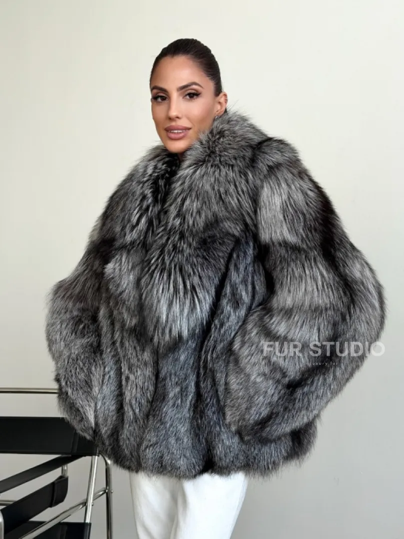 Шуба чернобурка - воротник шаль