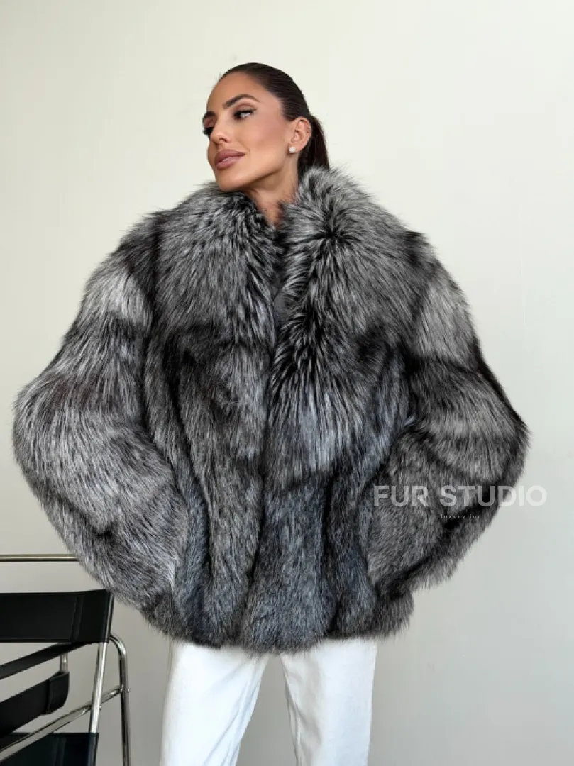 Шуба чернобурка - воротник шаль