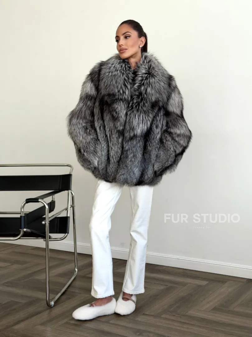 Шуба чернобурка - воротник шаль