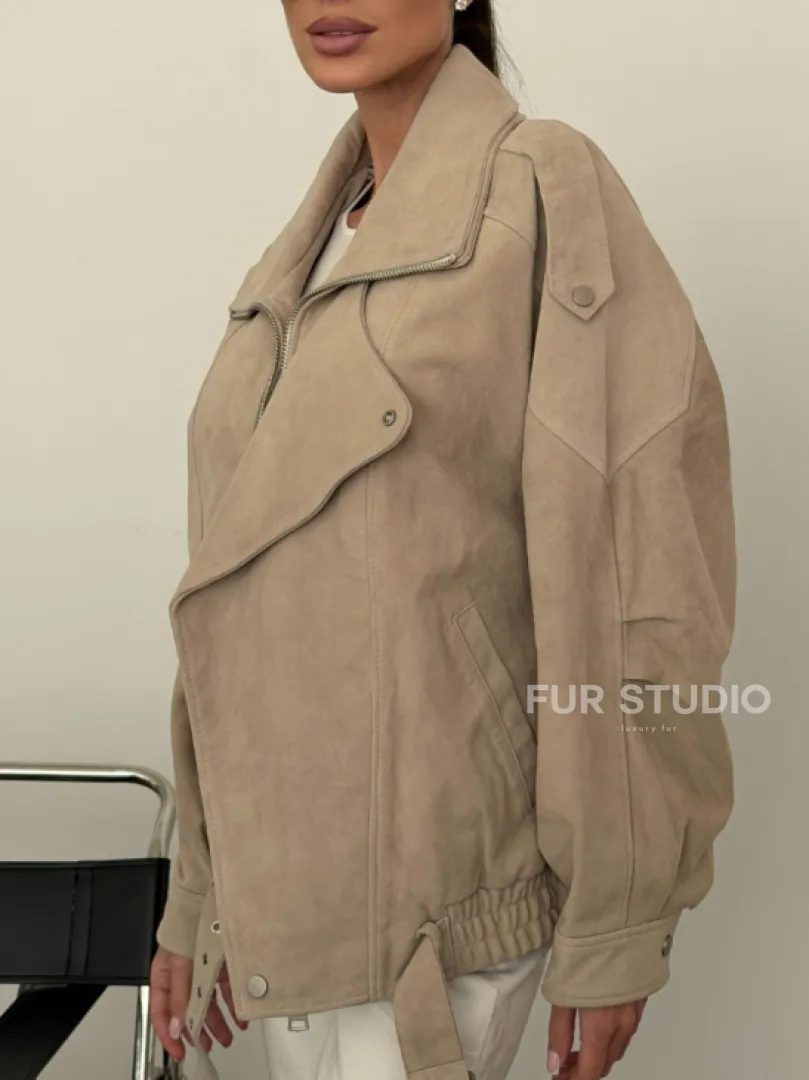 Современная куртка из замшевой кожи