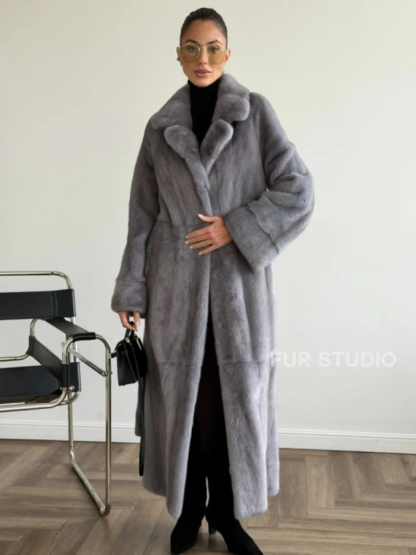 Голубая норковая шуба