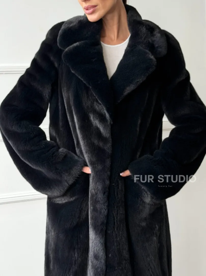 Норковая шуба с английским воротником