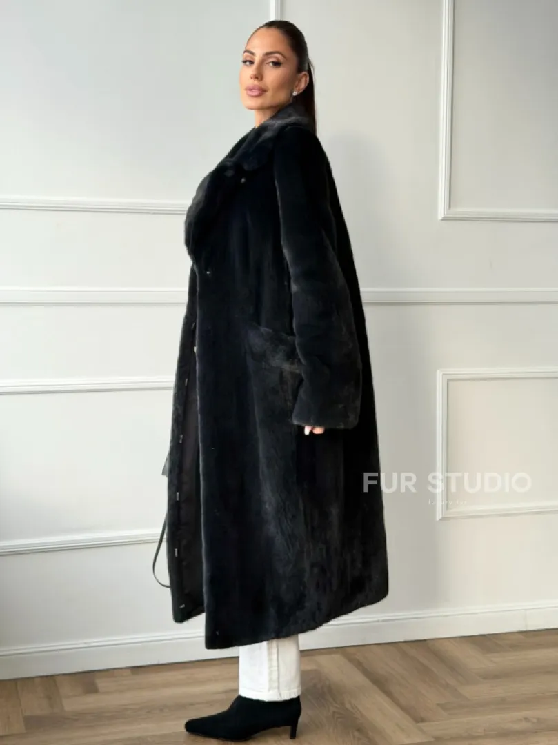 Норковая шуба с английским воротником