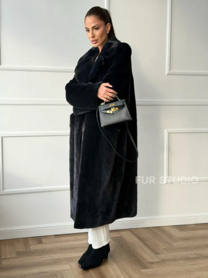 Норковая шуба с английским воротником