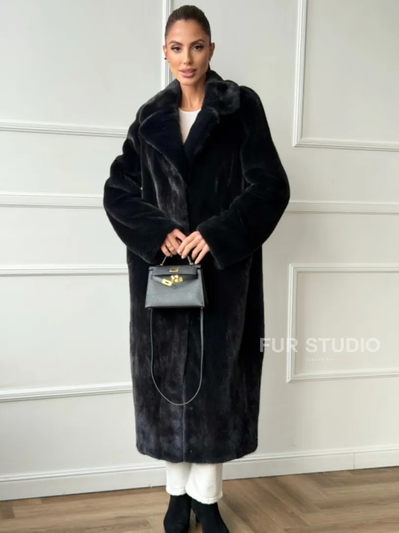 Норковая шуба с английским воротником